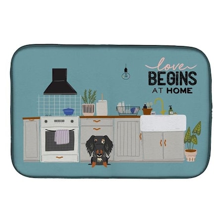 Carolines Treasures Carolines Treasures CK7832DDM 14 x 21 in. Dapple Wire Haired Dachshund Kitchen Scene Dish Drying Mat CK7832DDM